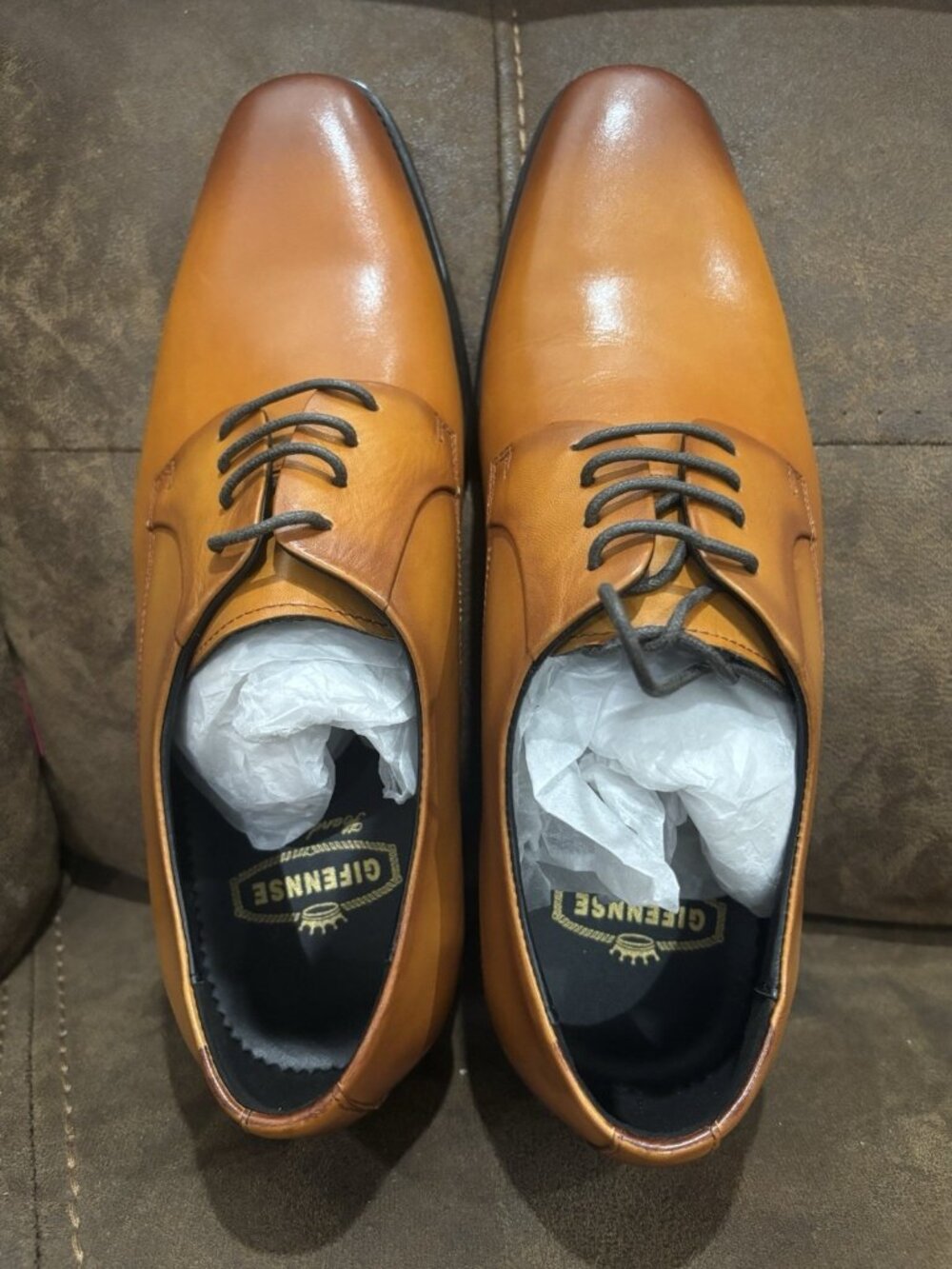 NIB GIFENNSE Oxford Light Brown Shoes Men's Size 9.5 Dress Formal Lace Up